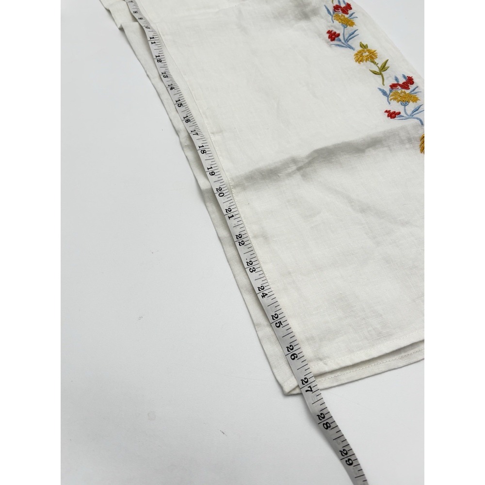 Calypso St. Barth Linen Embroidered Floral Wide Leg Pants White Women's L - Picture 7 of 9